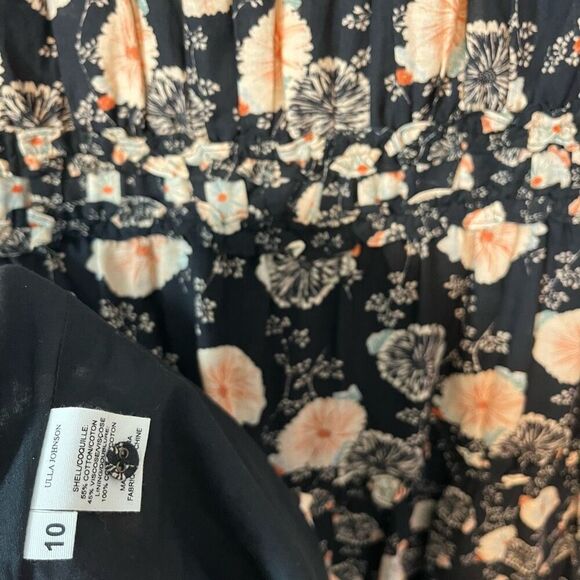 Ulla Johnson Windsor Noir Floral Button Puff Sleeve Cotton Dress Women’s 10 - Picture 6 of 6